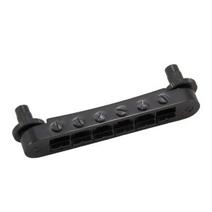GROVER TUNE-O-MATIC GUITAR BRIDGE BLACK CHROME (NOTCHED)
