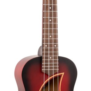 EDDY FINN COLOR BURST UKULELE WITH GIG BAG, RED BURST