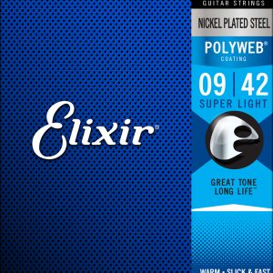 ELIXIR NICKEL PLATED ELECTRIC GUITAR STRING SET W/POLYWEB