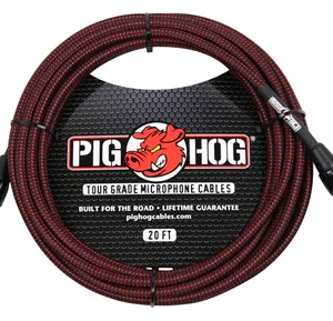 Pig Hog Red & Black Woven Mic Cable, 20ft XLR